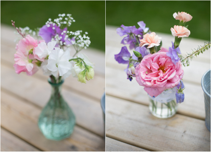 pastel pink purple blue wedding centerpiece jars